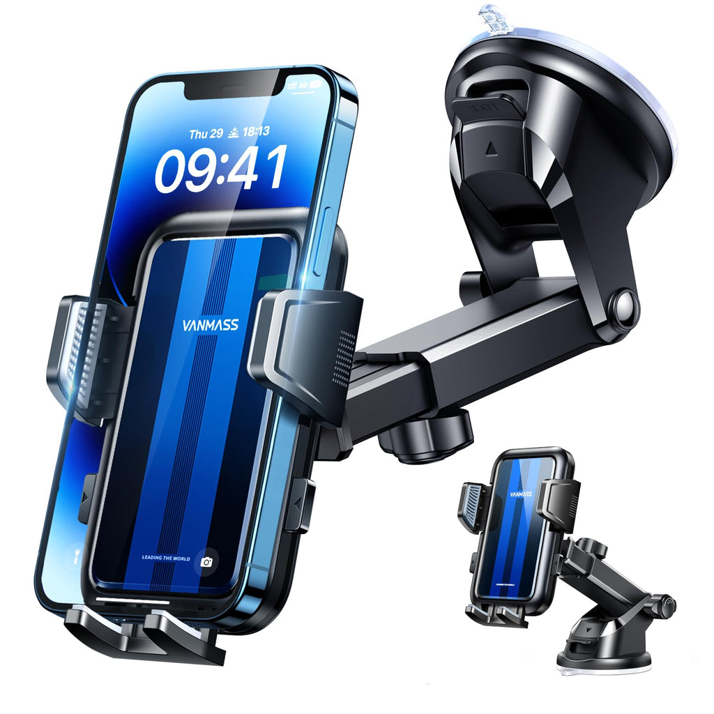 VANMASS 2025 【Neueste & Stärkste】 Handyhalterung Auto Militär-Klasse Handy Halterung Auto【Über 20KG Saugkraft】 Armaturenbrett Scheibe Autohalterung LKW für iPhone 16 Pro Max 15 14 Samsung S24 Android