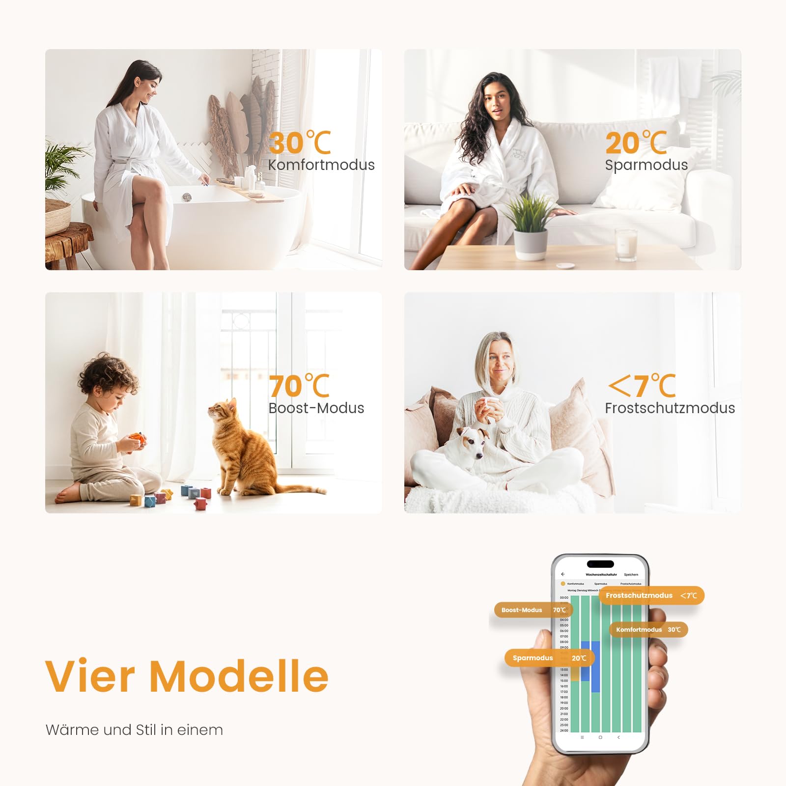 EMKE WiFi Badheizkörper Elektrisch 750x600 mm - Gebogen Handtuchheizkörper Elektrisch, Elektrischer Handtuchwärmer Handtuchtrockner Handtuch Heizkörper Bad mit Thermostat und Heizstab - 300W, Weiß
