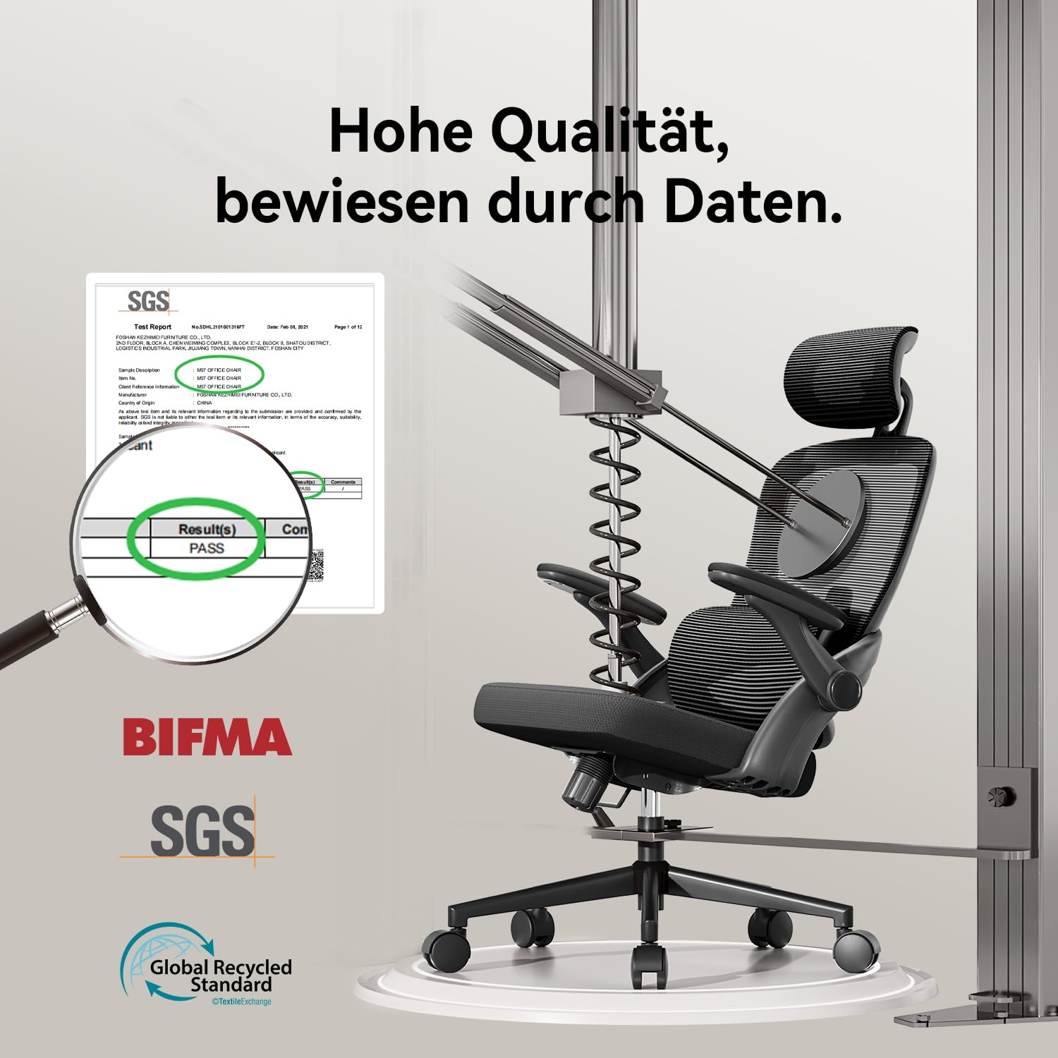 SIHOO M102C Bürostuhl Ergonomisch Schreibtischstuhl, Drehstuhl mit 3D-Armlehnen, Hohe Rückenlehne Lendenwirbelstütze Nach Oben und Unten, Höhenverstellung und Wippfunktion Schwarz