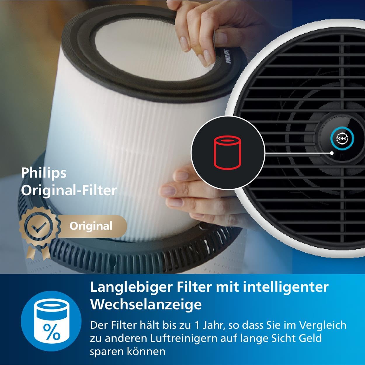 Philips Haushaltsgeräte 800i-Serie Kompakt-Luftreiniger, 49m2, HEPA- & Aktivkohlefilter, Entfernt Bis Zu 99,5% Der Viren & Aerosole Aus Der Luft (1), Schwarz (AC0850/11)