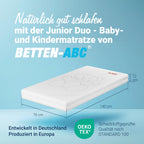 Betten-ABC - Junior Duo - Wendematratze für Babys & Kleinkinder - 70x140 cm - mit Rundum-Trittkante & 2 Seiten - Oeko-TEX-Zertifiziert - Abnehmbarer & waschbarer Aloe Vera-Bezug - Lieferung per Paket