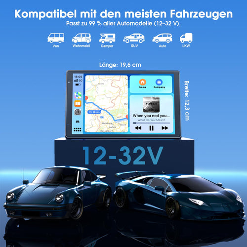 Avylet 8'' Tragbares Carplay Display für Apple CarPlay & Android Auto, Touch Bildschirm, Magnetische Halterung, OTA-Updates, IP67 1080P Rückfahrkamera, Bluetooth, Sprachsteuerung, GPS-Navigation