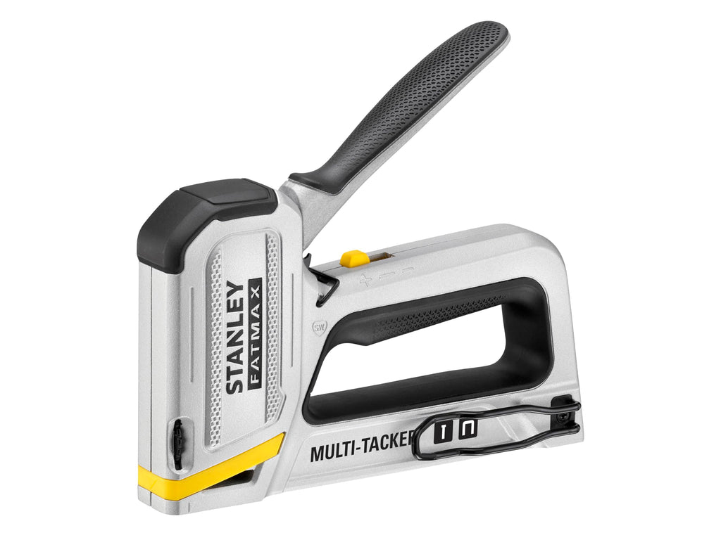 STANLEY FATMAX 2-in-1 Multi Tacker (Aluminium-Gehäuse, mit Anti-Verklemm-Mechanismus, mit Sichtfenster, passend für die STANLEY Klammern Typ G 6mm - 14mm & Typ J 12mm - 15 mm) FMHT70250-0