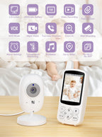VSIFEHSO Babyphone mit Kamera 2,8 Zoll Baby Monitor 720p Baby Phone Digitalzoom Zwei-Wege-Audio VOX-Modus Nachtsicht Temperaturüberwachung Schlaflied Wecker