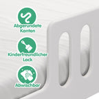 CADANI Monte 2in1 Bodenbett 90x200 cm Montessori Kinderbett Rausfallschutz abnehmbar - weiß, 37 kg schwer, bis 200 kg belastbar, extra starker Roll-Lattenrost, umbaubar