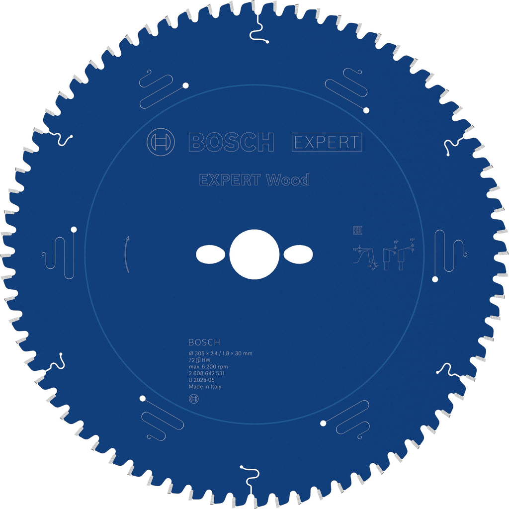 Bosch Accessories Bosch Professional 1x Kreissägeblatt Expert for Wood (Holz, Sägeblatt Ø 305 x 30 x 2.4 mm, 72 Zähne, Zubehör Kreissäge)
