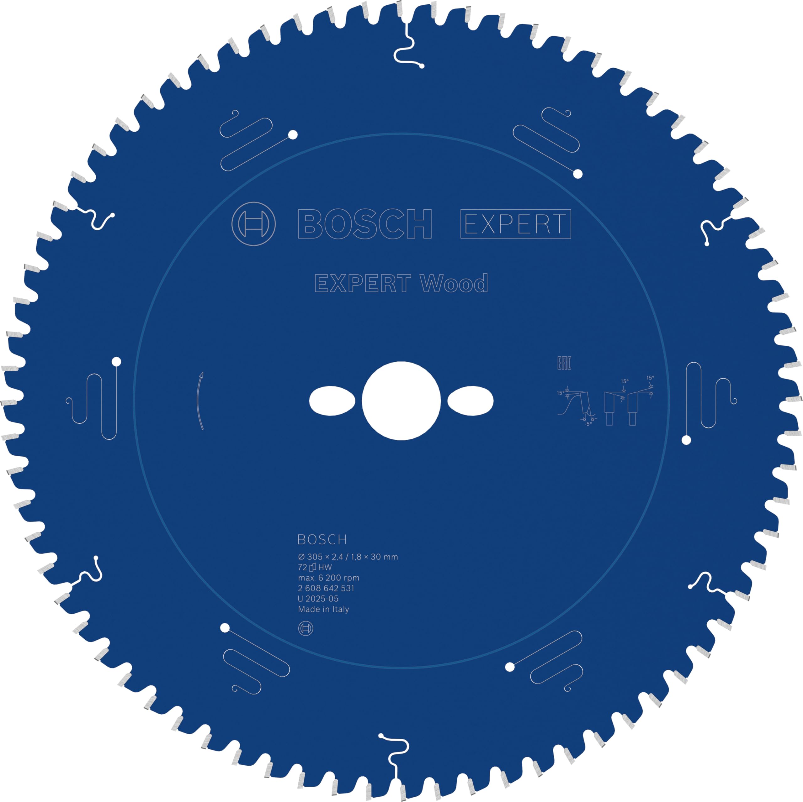 Bosch Accessories Bosch Professional 1x Kreissägeblatt Expert for Wood (Holz, Sägeblatt Ø 305 x 30 x 2.4 mm, 72 Zähne, Zubehör Kreissäge)