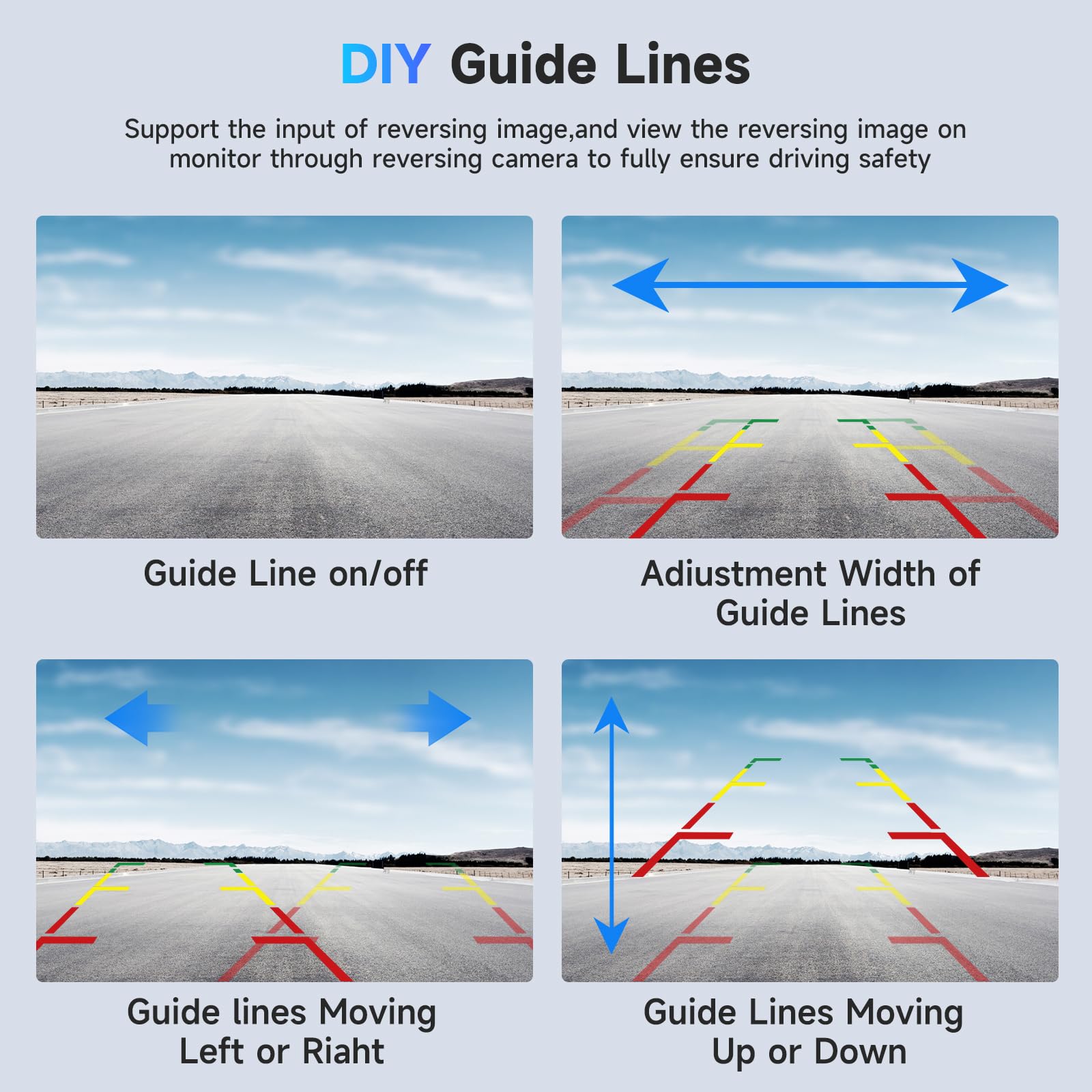 1080P HD Kabelloses Rückfahrkamera-Set, 7-Zoll-LCD-Monitor mit 2 Rückfahrkameras für Anhänger, Wohnmobil, LKW, Auto, Bus, DIY-Führungslinien, IP68 wasserdicht, Nachtsicht, BSD, 12 V-36 V