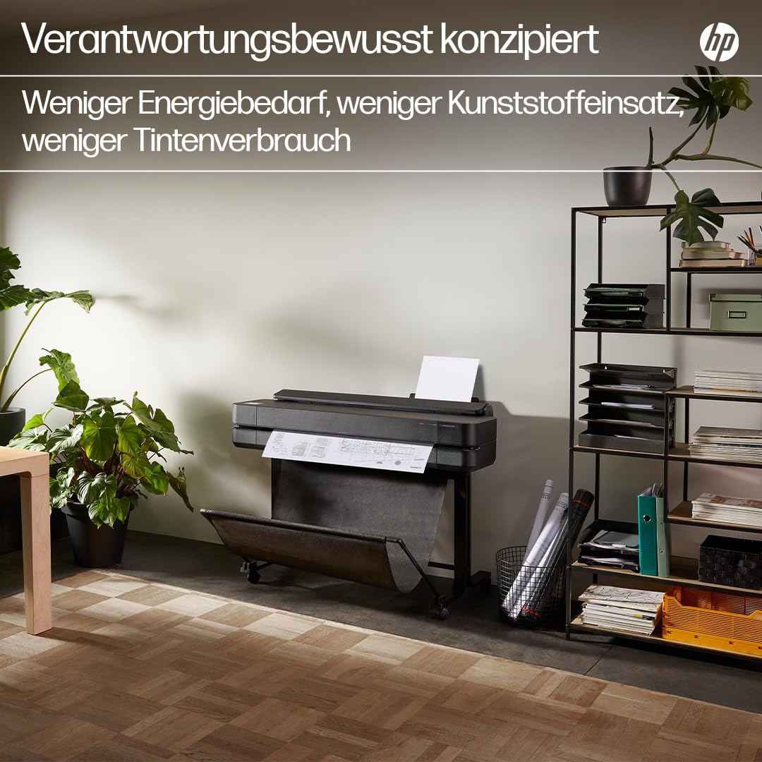 HP DesignJet T230 24 Zoll (61 cm 5HB07D), Großformatdrucker, Plotter, Standard A4-A1, 68 A1-Ausdrucke/Stunde, Wi-Fi, Ethernet, USB, 2400x1200 DPI, Recyceltes Metall, 1 Jahr Garantie, Click, Schwarz