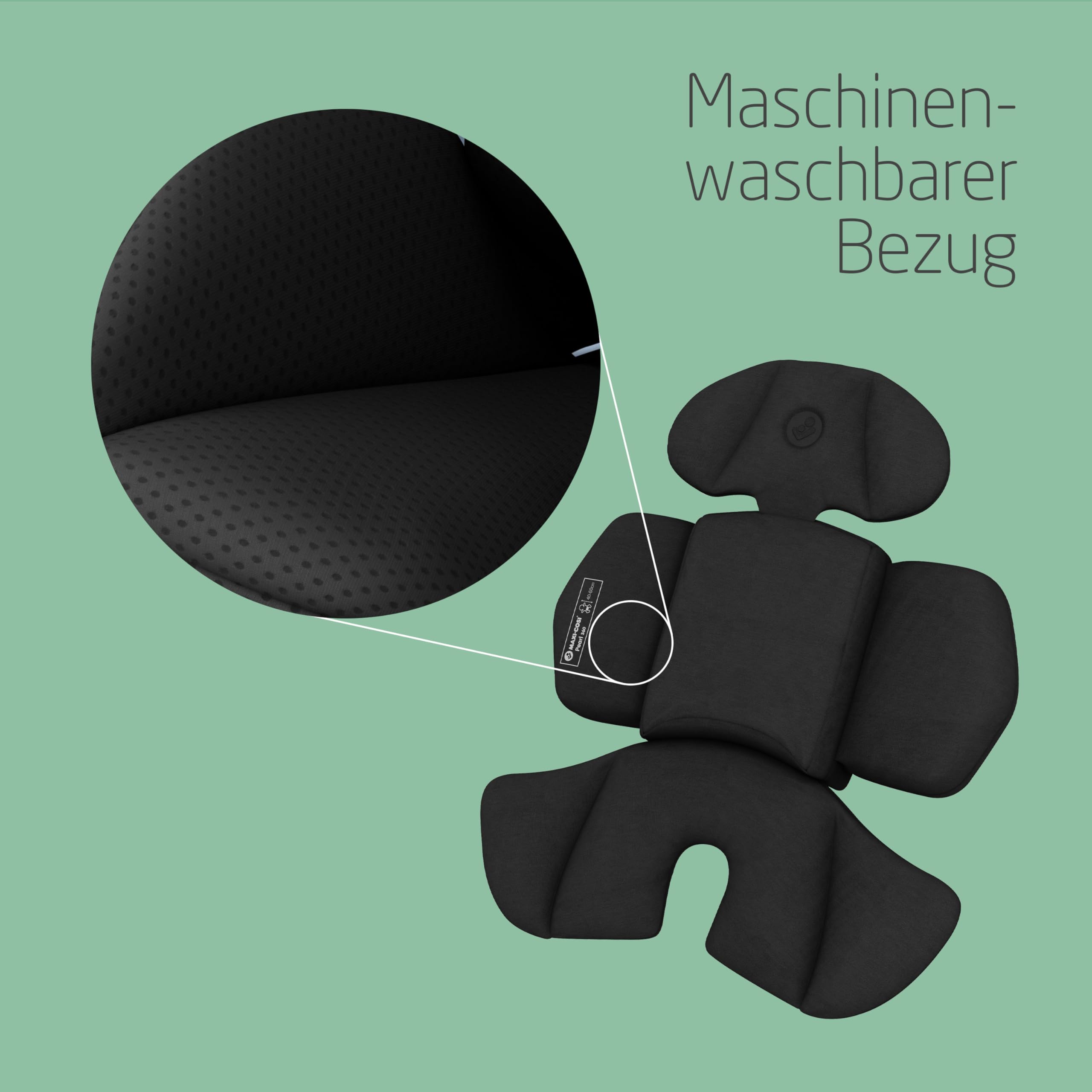 Maxi-Cosi Pearl 360 Einlage für Neugeborene, Autositz Neugeboreneneinlage, 0–3 Monate, 40–60 cm, waschmaschinenfeste Maxi-Cosi Pearl 360 Einlage für Neugeborene, Authentic Black