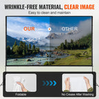 VEVOR Projektion Beamer Leinwand mit Ständer 150 Zoll HD 4K Outdoor Indoor Projektor Screen Schnelles Klappbare Tragbare Filmleinwand 16: 9 für Heimkino, Camping und Freizeitveranstaltungen Schwarz