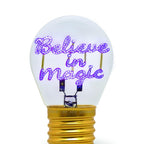 Legami - Glühbirnenförmige Tischlampe, wiederaufladbar mit USB Kabel, kabellos, Glühbirnen Fiktion, Believe in Magic Thema, 6,8 x 10,3 cm
