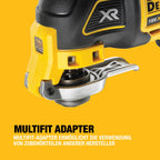 DEWALT 18 Volt ozillierendes Akku-Multi-Tool DCS355N-XJ (bürstenloser Motor, LED-Lampe, großer Auslöseschalter, 30-tlg. Zubehör-Set für Schleif- und Sägeanwendungen, Lieferung ohne Akku und Ladegerät)