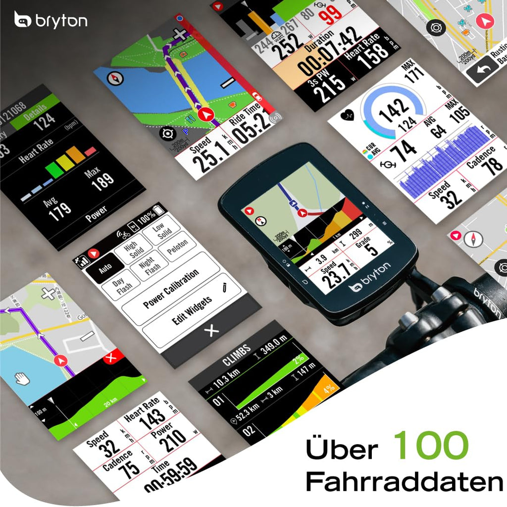 Bryton Rider S510 Sensor-Bundle 2,8-Zoll-Farb-LCD-Touchscreen GPS-Fahrradcomputer, Offline-EU-Karte, kompatibel mit Fahrrad-Radar, 30 Stunden Akkulaufzeit