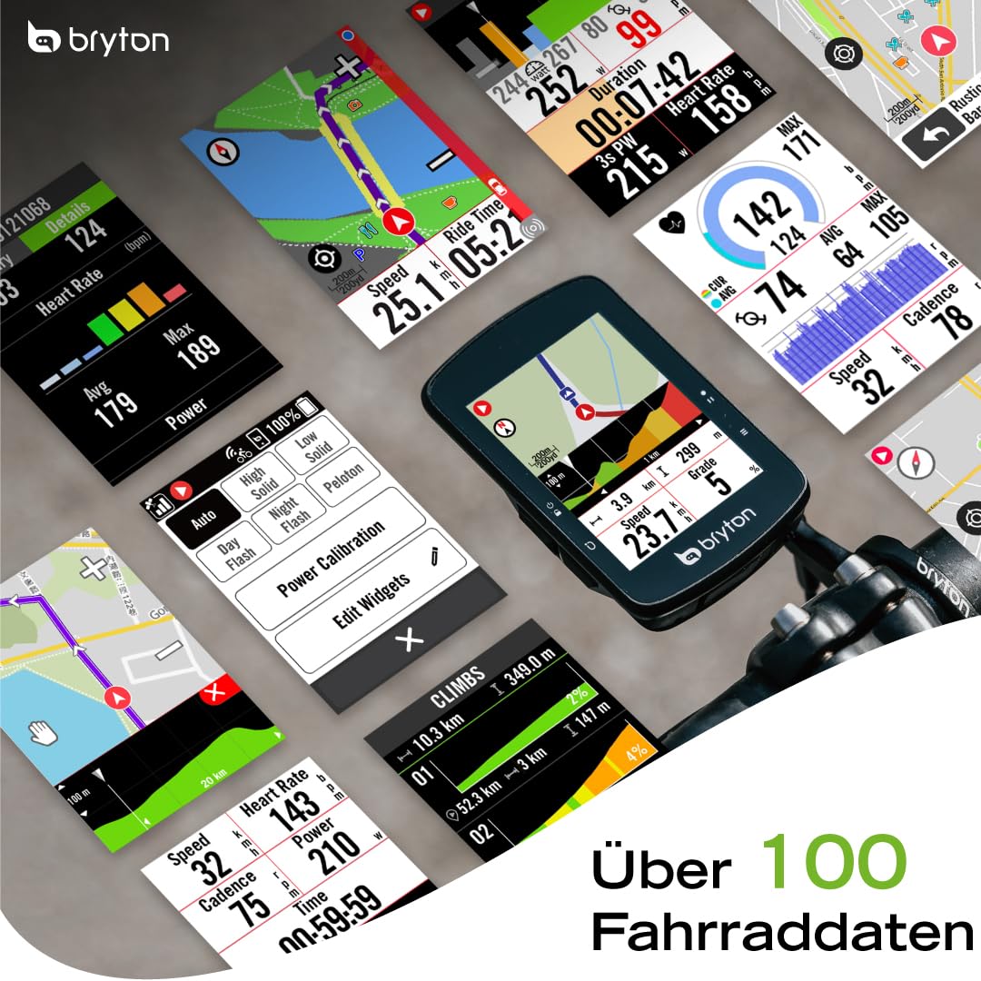 Bryton Rider S510 Sensor-Bundle 2,8-Zoll-Farb-LCD-Touchscreen GPS-Fahrradcomputer, Offline-EU-Karte, kompatibel mit Fahrrad-Radar, 30 Stunden Akkulaufzeit