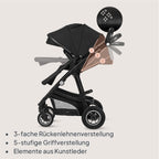 LIONELO BIANKA Kinderwagen 3 in 1 bis 22 kg Babywanne Autositz, Zusammenlegbar, Reise-System, Einstellung der Rückenlehne, Räder 360 Stoßdämpfer, Verdeck XXL