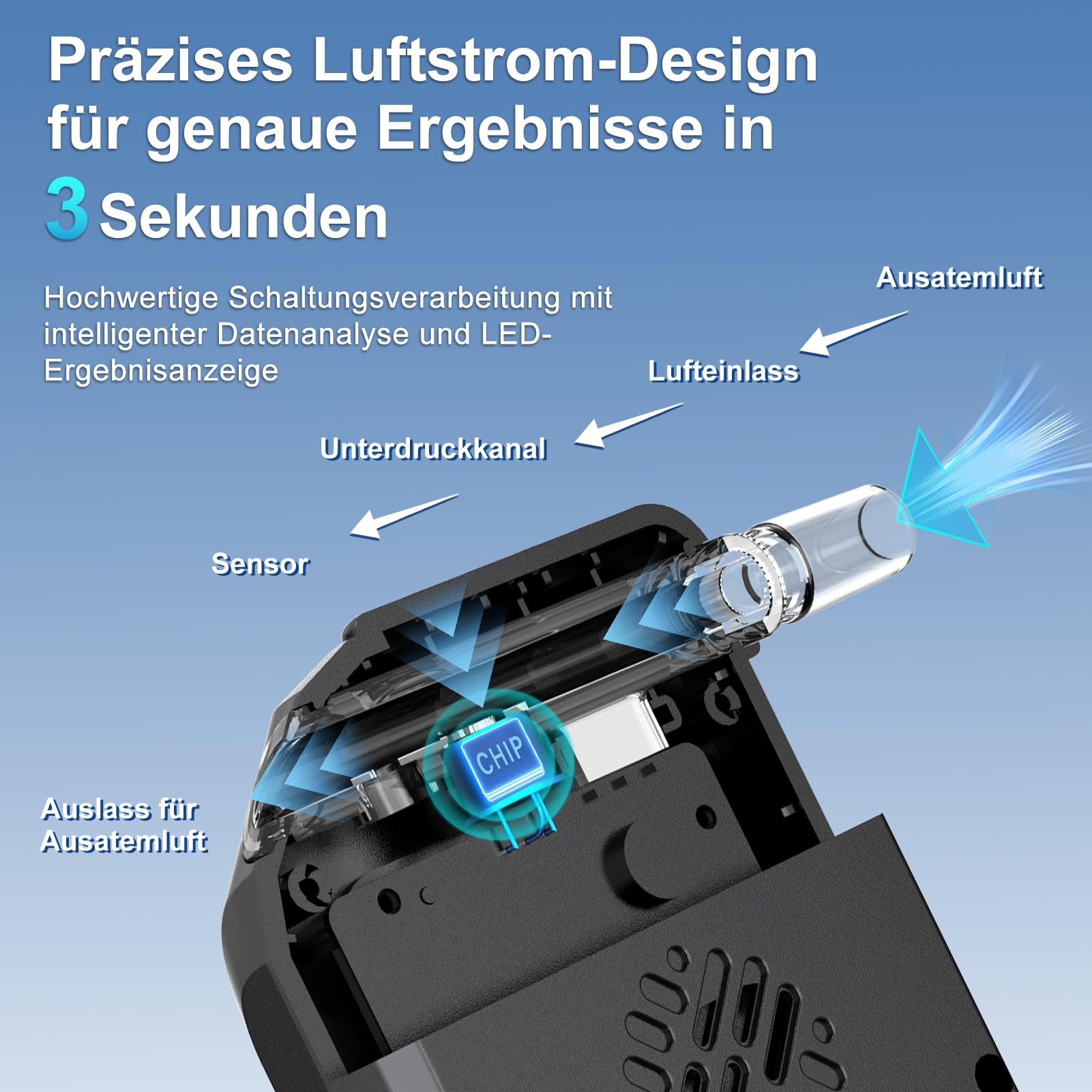 Alkoholtester Alkotester Atemalkoholtester Promilletester Alkomat professionell Dual-Sensor digital mit LCD, tragbar für Auto & Zuhause, 20 Mundstücke, Breathalyzer Breathalyser Alcohol tester Breath