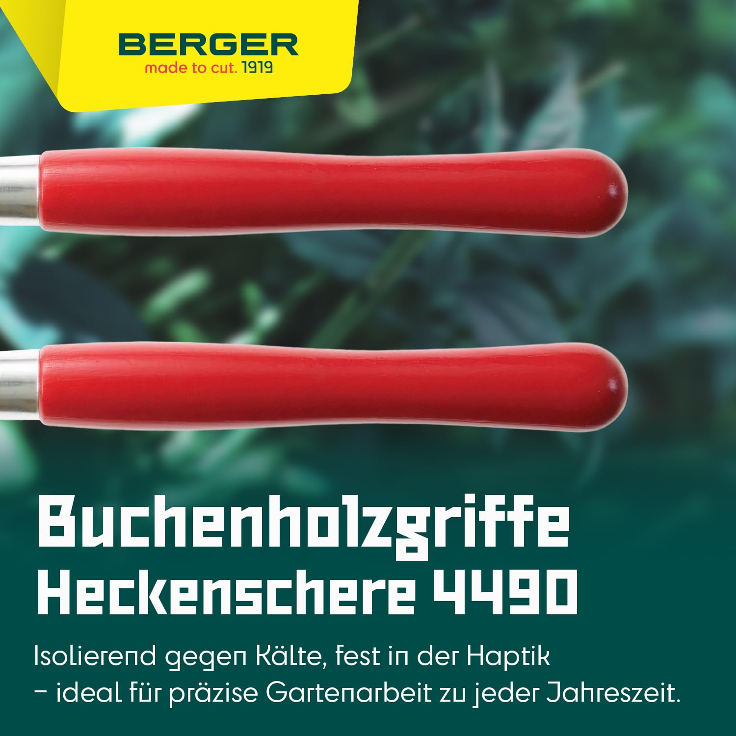 BERGER-Tools Heckenschere Komfort 4590 mit Wellenschliff und Anschlagdämpfer, Länge 54 cm, Rot, Heckenschere Komfort mit Wellenschliff 540mm
