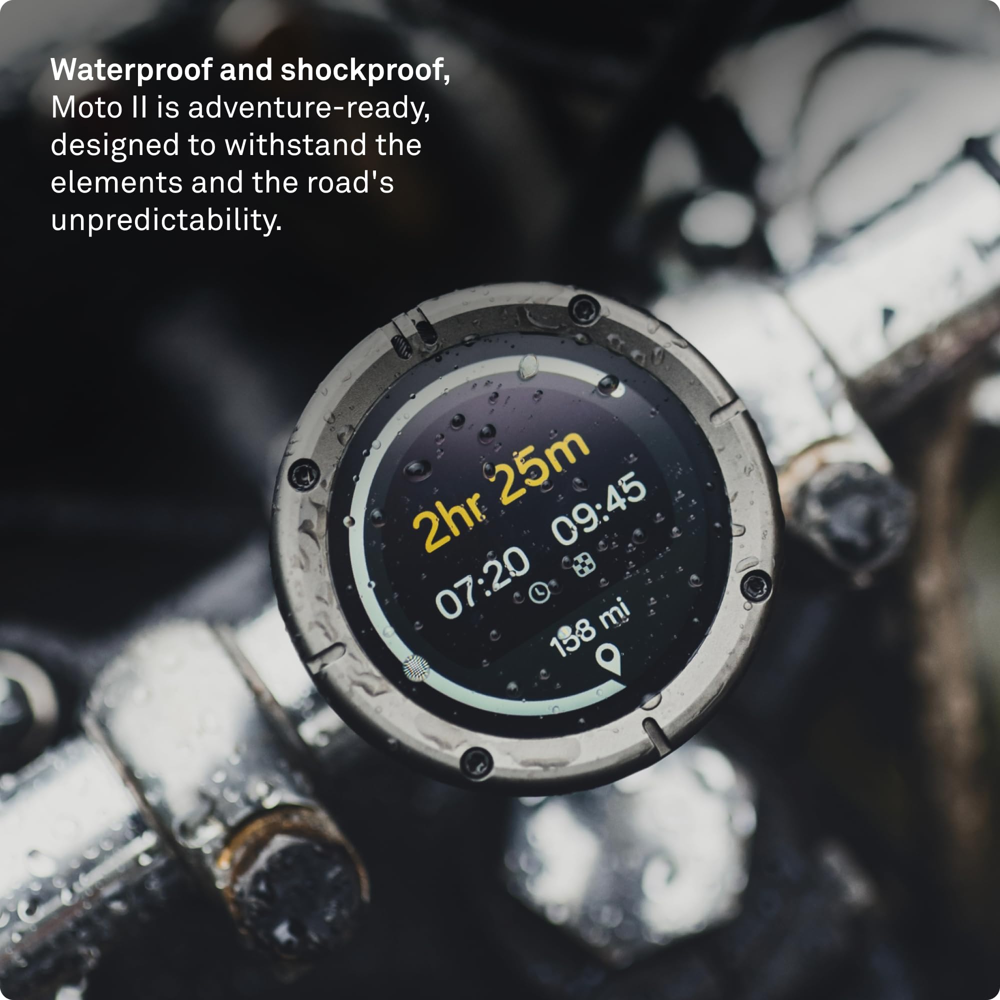 Beeline Moto II - Navigationsgerät für Motorräder | Globale Navigation | Minikarten-Schnittstelle | 14 Stunden Akkulaufzeit | IP67 Wasser- und stoßfest | USB-C-Aufladung mit Riemenhalterung