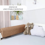 Bettkantenschutz für Kinderbetten 70 cm - Schutz für Bettrahmen Baby Bett rausfallschutz für boxspringbett bettgitter mit Bezug Kantenschutz Kinder Babybett Hellbeige