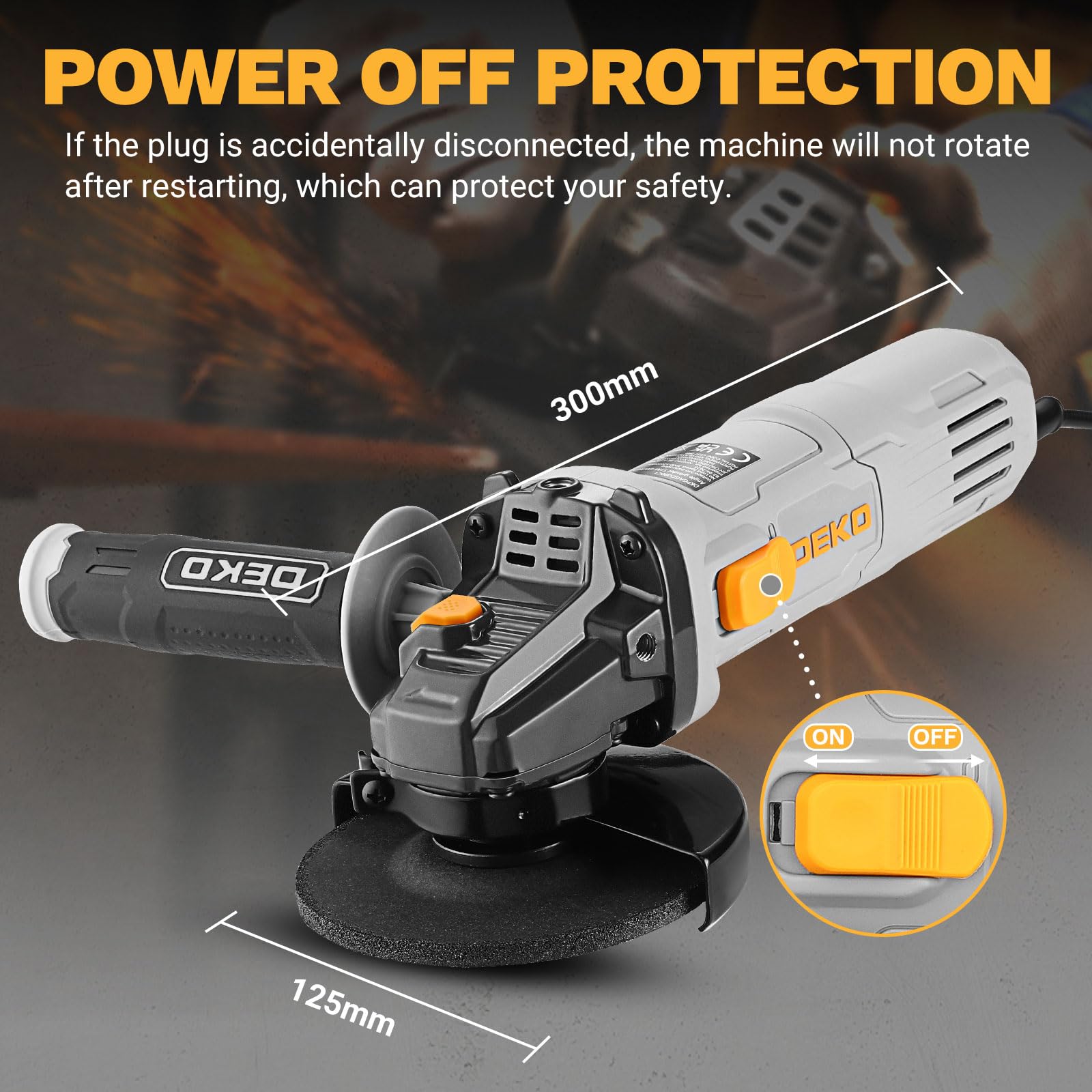 Winkelschleifer 125 mit Drehzahlregelung: DEKOPRO 125mm 800W Corded Electric Trennschleifer für Schneiden,Polieren und Schleifen
