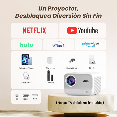 Beamer Sound by JBL,1080P Native Projektor, Yaber L2s Nahtloser Autofokus Video Projektor, LED Projector mit WiFi6 und Bluetooth 5.1 Heimkino für Handy/Laptop, Kompatibel mit TV Stick