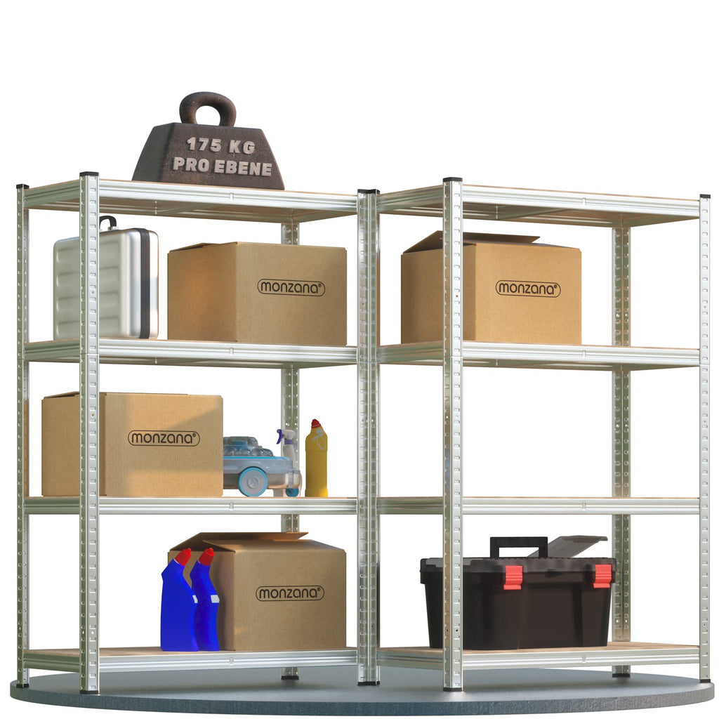 Monzana® 2X Schwerlastregal 160x90x40cm 1400kg 4 MDF-Platten Regal Lagerregal Kellerregal Steckregal Werkstattregal