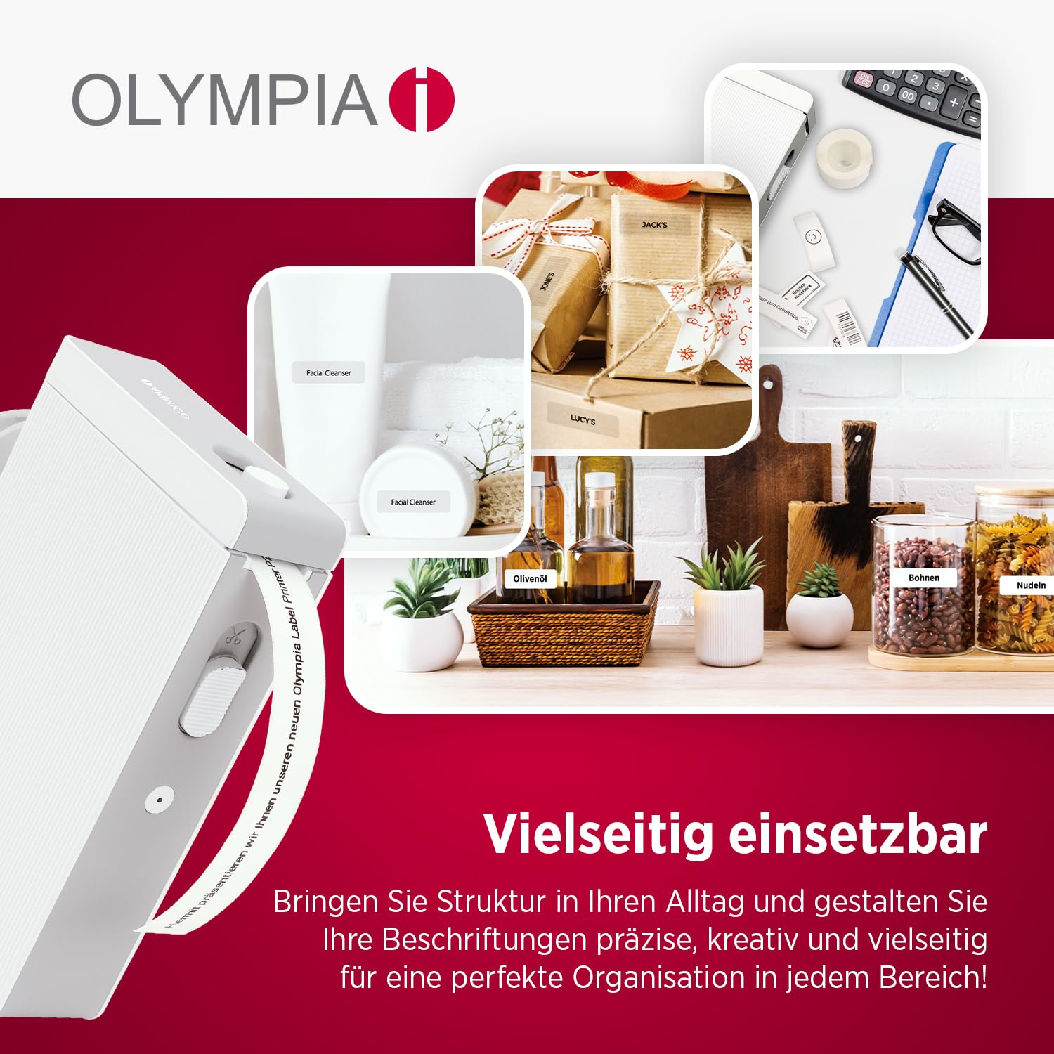 Olympia P22 Etikettendrucker | Etikettiergerät für Home Office & Bürobedarf | Bluetooth-Thermodrucker für Küche, Büro & Hobby | Label Printer für Endlospapier | Wasserfest & Abriebfest (Weiß)