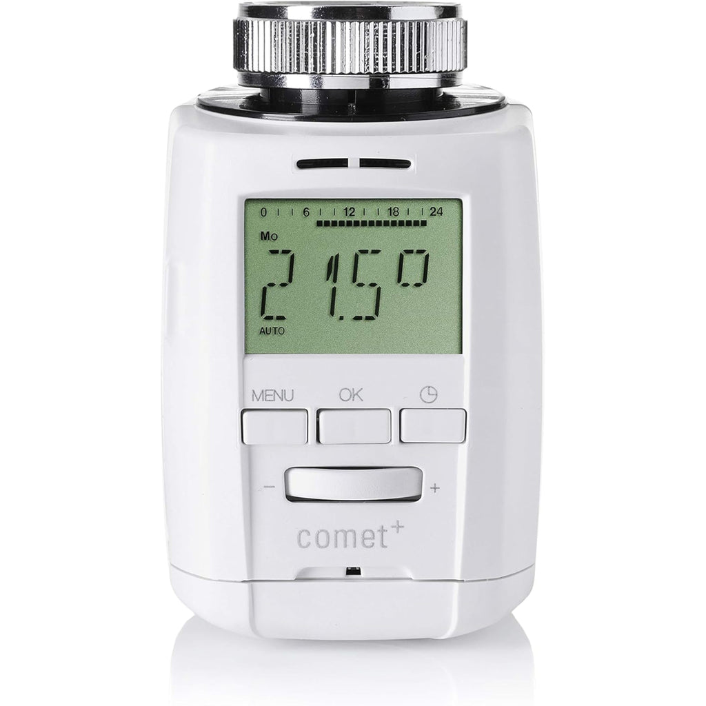 Eurotronic Comet Plus 4er Set, Heizkörperthermostat (individuell programmierbares Heizungsthermostat, Heizkosten sparen, Thermostat Heizung, 4er Bundle), Farbe: Weiß