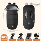 bemece Fußsack Kinderwagen Winter, Universal Fußsack Buggy mit Warmem & Bequemen Kristallvelours, Universal & Abnehmbar, Fusssack Kinderwagen Baby Winter für Buggys Kinderwagen - Schwarz