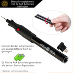IRON HODL - Gravierstift mit Diamantspitze für Metall, Keramik, Glas gravieren - 2X AAA Batteriebetrieben - Engraving Pen Gravierstift Elektrisch für DIY Schmuck und Schloss Gravur Gerät (schwarz)