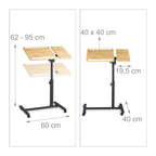Relaxdays Laptoptisch höhenverstellbar HBT 95 x 60 x 40 cm Notebook Ständer auch für Linkshänder Sofatisch Beistelltisch mit bremsbaren Rollen mit Ablage für Maus mit 2 Stopp-Leisten, Eiche, gelb