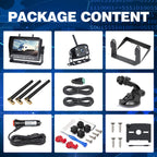 VASTEND Kabellos Rückfahrkamera Set HD 1080P 7'' Monitor & IP69 wasserdichte Backup Kamera Stabile Digitale Signale, 150° Weitwinkel-Rückfahrkamera Nachtsicht Set für Van, PKW, LKW, Wohnwagen(V01)