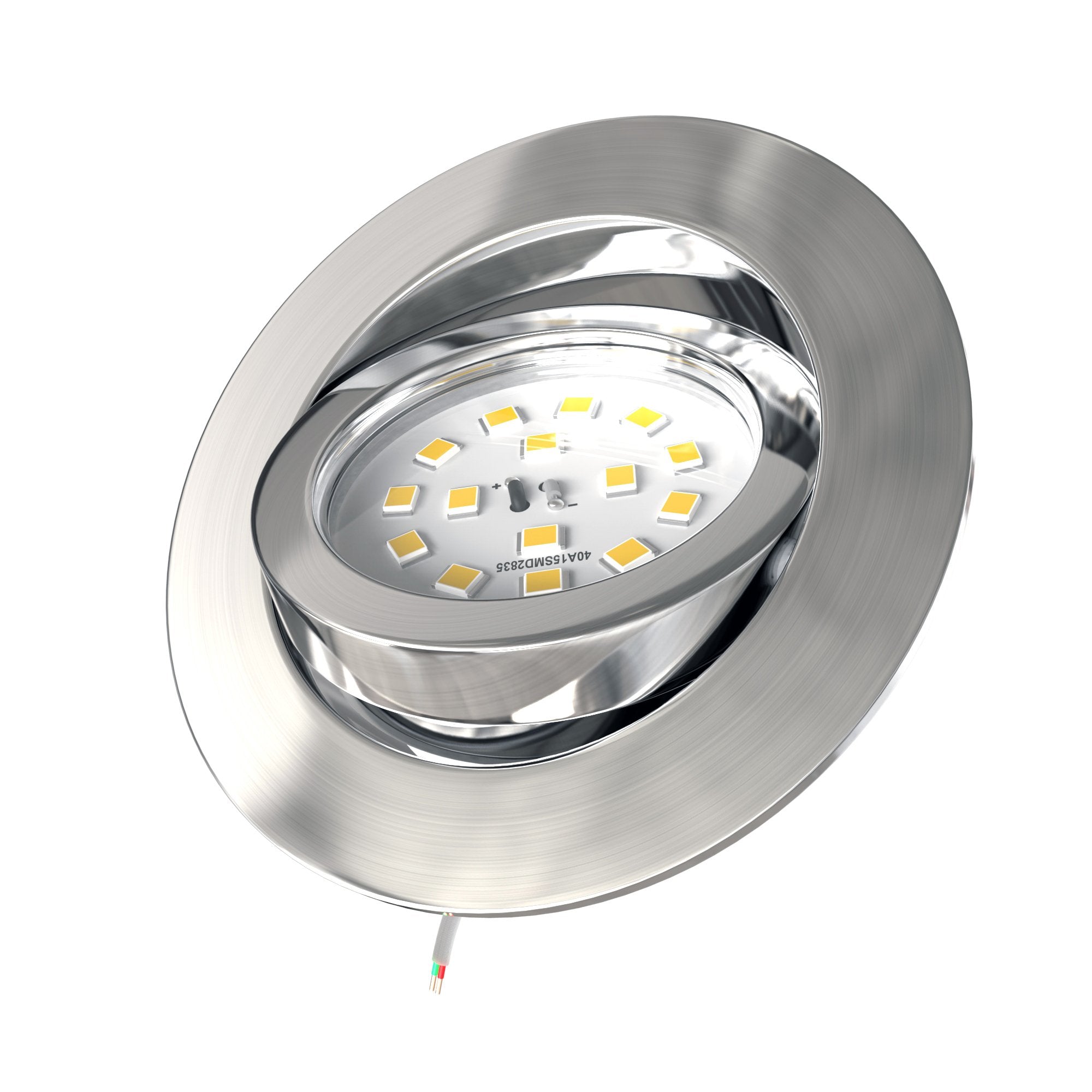 B.K.Licht - 5er Set LED Einbaustrahler 230V dimmbar in Stufen, schwenkbar, Lochdurchmesser 68mm, LED Spot, flach, Deckenspots, Spots, Einbauleuchten, Einbauspots, 82x28 mm, Matt-Nickel