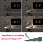 B.K.Licht - Schreibtischlampe mit Kabelschalter, dimmbar in Stufen, schwenkbar, Tischlampe, Klemmleuchte, Tischleuchte, Bürolampe, Leselampe, Leselicht, Klemmlampe, 60x5,5 cm, Schwarz