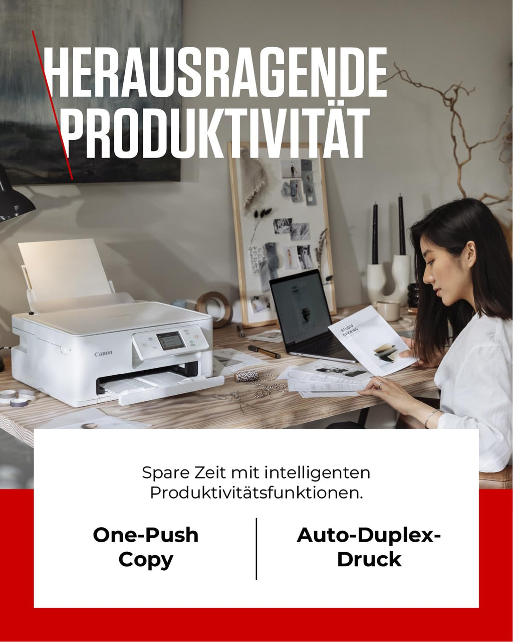 Canon PIXMA TS7650i Multifunktionsdrucker 3in1 (Tintenstrahl,Drucken, Kopieren, Scannen, A4, 6,7 cm Touch LCD, WLAN, Duplexdruck, 2 Papierzuführungen, kompatibel mit Pixma Print Plan ABO) Weiß