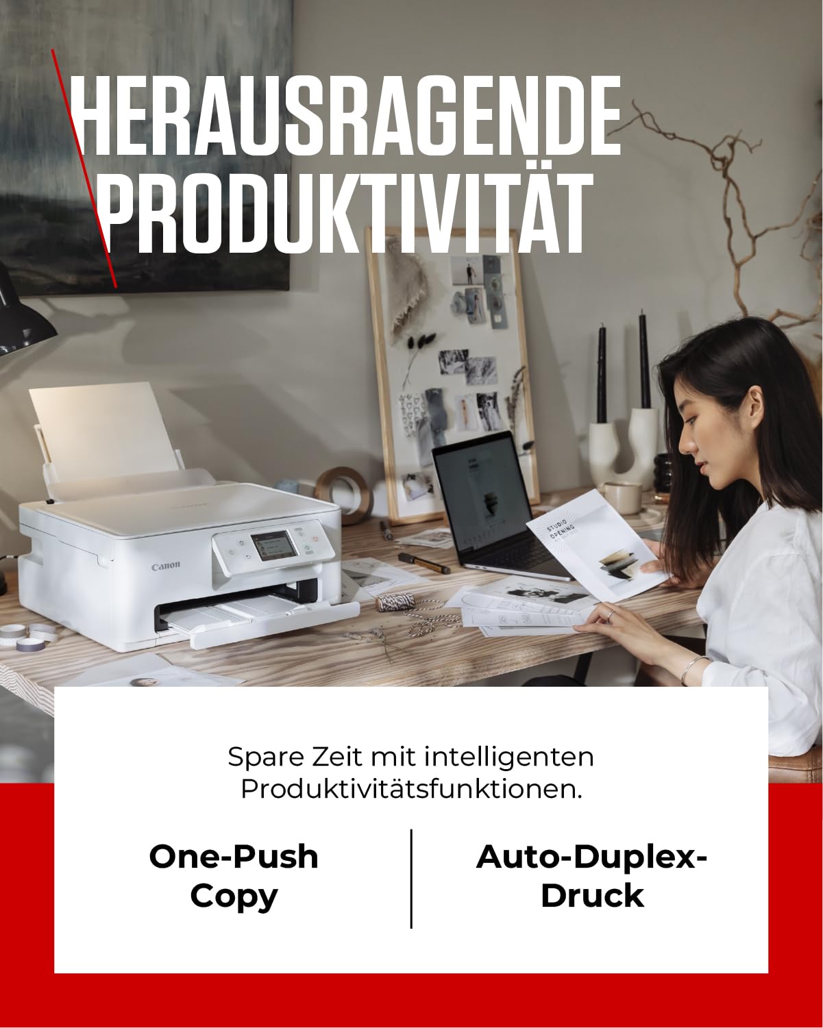 Canon PIXMA TS7650i Multifunktionsdrucker 3in1 (Tintenstrahl,Drucken, Kopieren, Scannen, A4, 6,7 cm Touch LCD, WLAN, Duplexdruck, 2 Papierzuführungen, kompatibel mit Pixma Print Plan ABO) Weiß