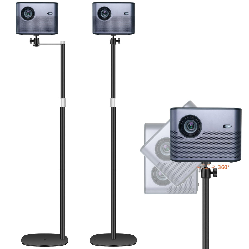 POLESTO Beamer ständer Projektor Halterung, Beamer Halterung Höhenverstellbar von 90-126cm mit 360°Winkelrotation, Platzsparend, Tragkraft bis zu 5kg, Kompatibel mit Beamern, Kameras, Handyhalterungen