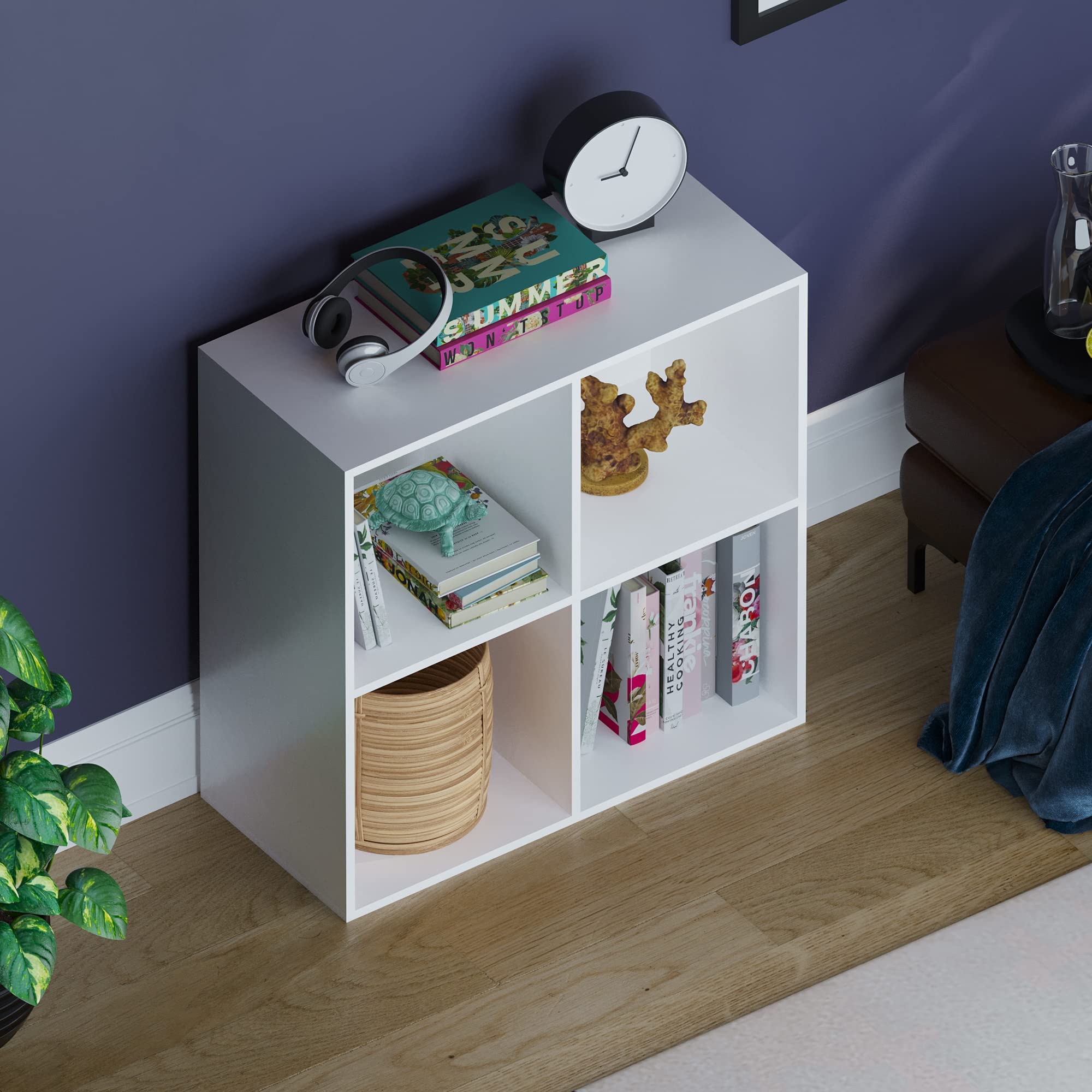 Vida Designs Durham Cube Bücherregal Aufbewahrung Organizer Wohnzimmer Bücherregal Home Office Möbel (4 Würfel, weiß)
