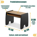 defiPad Kindertisch mit 2 Stühlen - Stabil & Langlebig - Kinder Tisch Stuhl Set - Made in EU - Kindersitzgruppe Indoor - Maltisch für Kinder - Sitzgruppe für Kinderzimmer - Schwarz & Eiche