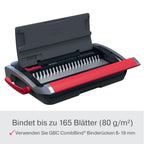 GBC CombBind CB15 Manuelles Bindegerät - Bindet 165 A5/A4 Blätter, kompaktes und leichtes Design, stanzt 15 Blätter, Schwarz/Silber, 4410061