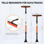 AstroAI Eiskratzer Auto mit Besen 120CM Lang Ausziehbarer Schneebesen Abnehmbarer Eisschaber mit Schaumstoffgriff & 360 ° Drehbarer Bürstenkopf für Auto LKW PKW SUV