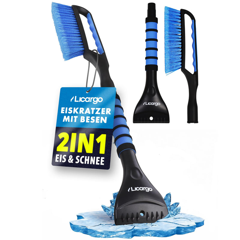 LICARGO Eiskratzer Auto mit Besen 67cm - Teilbares Stecksystem - stabil & wackelfrei - kratzerfrei & lackschonend Schneebesen Auto - Rutschfester Griff, kompakt verstaubar - Scheibenkratzer PKW & SUV