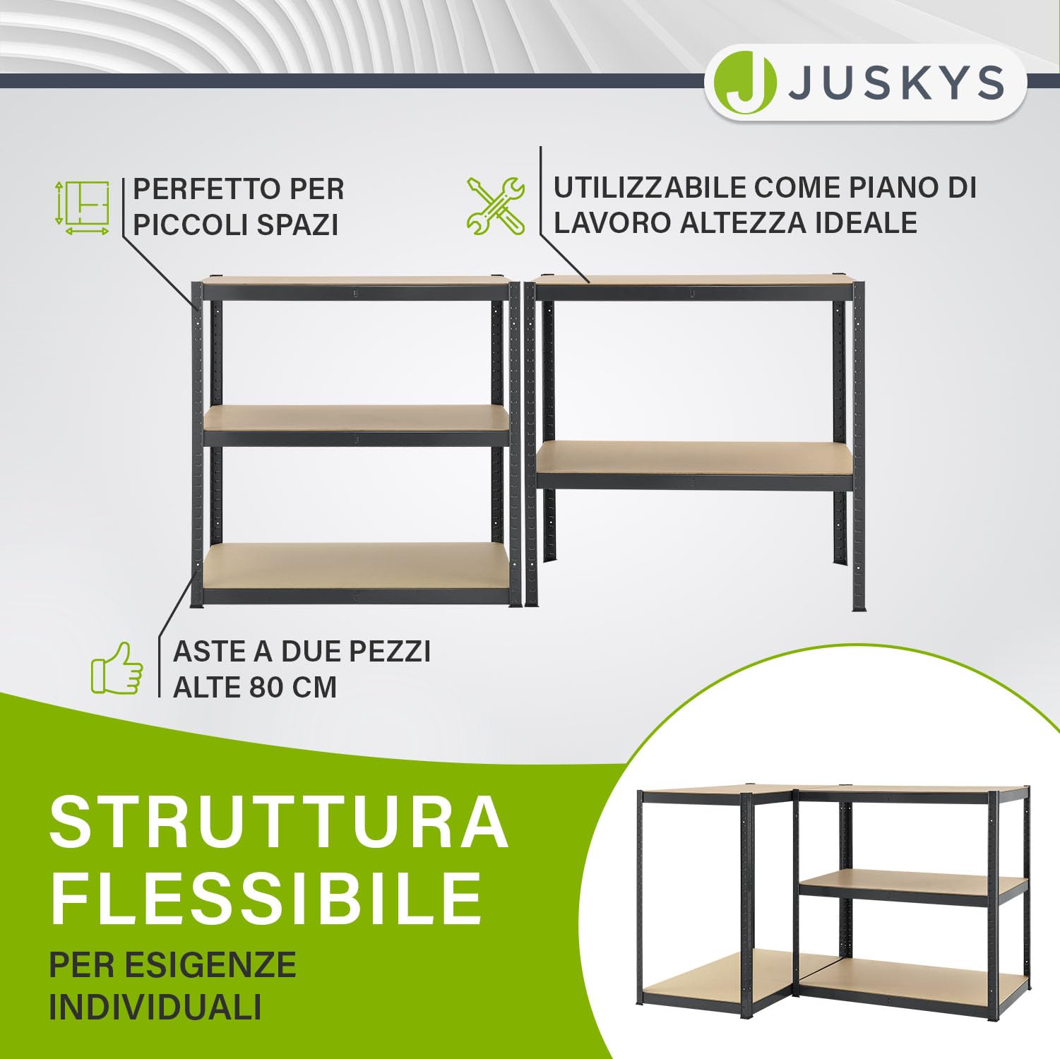 Juskys 4er-Set Lagerregal Basic 4X 180x90x40cm (HxBxT) - 3500 kg - 20 Böden - Schwerlastregal Steckregal Metall Kellerregal Regalsystem Regal - Grau