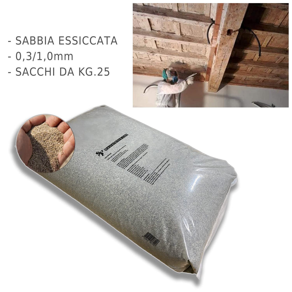 Sand für Sandstrahler, Sandstrahler, Vaga, 0,3 – 1,00 mm, 25 kg Säcke zum Sandstrahlen von Holz, Eisen, Wespen