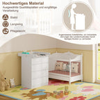 WOLTU Wickelkommode mit abnehmbarem Wickelaufsatz, Wickeltisch Baby, Wickelregal, Kommode mit 4 Schubladen, Höhe 110 cm, Weiß + Hochglanz