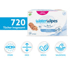 WaterWipes Sensitive+ Newborn & Baby Wipes, Feuchttücher für Neugeborene und Babys, 720 Stück (12 Packungen), 3-in-1-Reinigung, Pflege, Schutz, 99,9% Wasser, parfümfrei