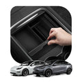 Spigen Tesla Model Y (~2024) Model 3 (2021-2023) Mittelkonsole Organizer Armlehnenablage Zubehör für Tesla Model Y (~2024) und Model 3 2021-2023 mit Smooth Slide Technology - Carbon Edition
