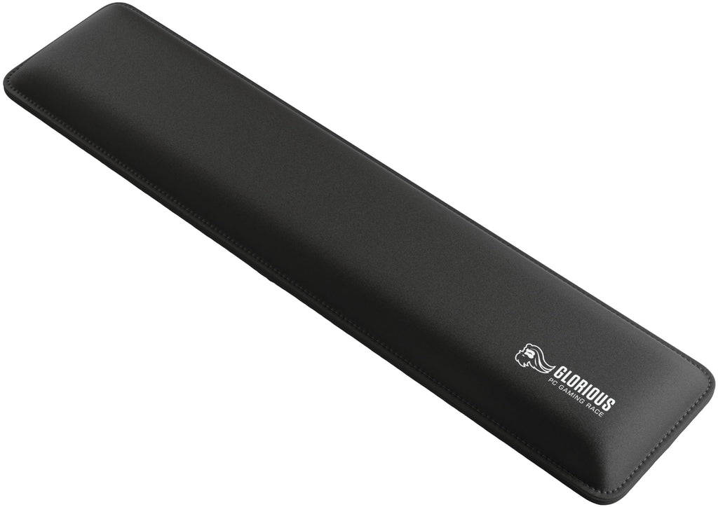 Glorious Gaming Padded Keyboard Wrist Rest (Full Size, 25 mm stark) - gesteppte Ränder, glatte Stoffoberfläche, rutschfeste Gummibasis, mittlere Festigkeit, 440 x 100 x 25 mm - Schwarz