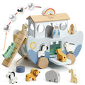 Joyreal Arche Noah Holz - Taufgeschenke für Mädchen Jungen Kinder, Geschenk Taufe, Montessori Spielzeug ab 1 2 3 Jahr, Holzspielzeug mit Bauernhof Spielzeug Sortier Stapel